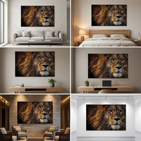 Panneaux Acoustiques Décoratifs Modernes en Fibre de Polyester à Motif Lion, Peinture Murale Artistique, Panneaux Absorbants du Son pour Salon et Chambre à Coucher, Personnalisables