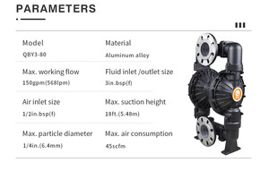 Bomba Neumática de Diafragma de Aluminio GODO QBY3-80L para Tratamiento de Residuos Industriales - Product Image 6