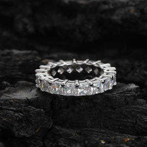 2025工厂新到真18k镀金冰镇黄铜嘻哈4毫米宽方形珠光锆石戒指女男 - Product Image 4