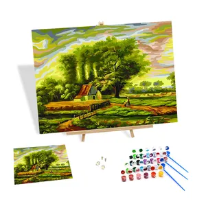 Diy Painting By Numbers Kit House And Farmer Framed Acrylic Pigment Color Printing Hand Painted Canvas Home Decor