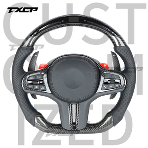 Volante in Fibra di Carbonio Compatibile con <span class=keywords><strong>BMW</strong></span> M2 M3 M4 M5 M6 X5M X6M G20 G38 G30 G01 G05 F10 F18 F02 F84 F80 F83 F81 F92 X1X4 X5 X2 X3 - Product Image 1