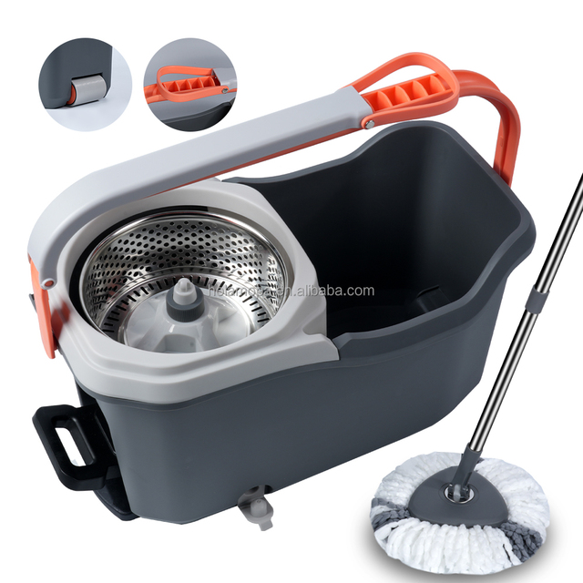 Holamopa Magic Rotating Mop and Bucket Set with Pedal Microfiber Easy Floor Cleaning Spinning Mop with Wheels for Wholesales