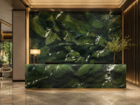 Dalle de quartzite avocat polie, pierre verte, pour îlot de cuisine cascade, plan de toilette flottant, comptoir de bar, plateau de table basse