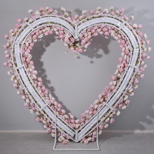 Arco di fiori artificiali con arco di nozze 8x8 arco di fiori rosa a forma di <span class=keywords><strong>cuore</strong></span> supporto arco circolare sfondo proposta di matrimonio - Product Image 3