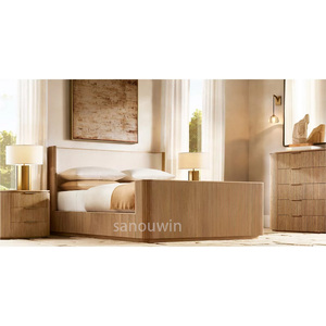 <span class=keywords><strong>Lit</strong></span> contemporain à panneaux cannelés avec coins arrondis et tête de <span class=keywords><strong>lit</strong></span> aspect lin - un chef-d'œuvre moderne et écologique - Product Image 6