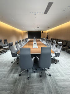 Mesa de Conferencia Ovalada Grande de Madera, Escritorio <span class=keywords><strong>Ejecutivo</strong></span> Moderno para Sala de Juntas con Pasacables, Muebles Personalizados para Sala de Reuniones de Oficina - Product Image 3