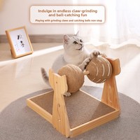 WINNERS-TQXM MY001 Simplicity Griffoir pour chat en bois massif durable avec boule de sisal et coussin en carton ondulé pour l'auto-entretenement