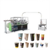 Machine de fabrication de gobelets en papier pour café entièrement automatique à grande vitesse Yongbo 150 pcs/min, avec pompe PLC, pour petites entreprises