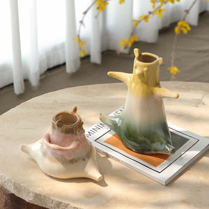 रचनात्मक डिजाइन के लिए प्यारा इंटीरियर टेबल सिरेमिक वैस गले भालू लाँनी शादी कला डेको पर्यावरण के अनुकूल पीला गुलाबी - Product Image 4