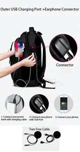 Water Resistant Oxford Cloth College School Business Laptop Backpack Bag With USB Charging Port And Earphone Hole