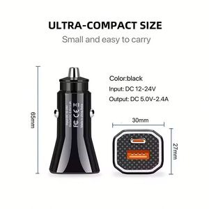 Hot Sale <b>Mini</b> Car Charger Dual Port <b>USB</b> a Type C 15 16 PRO with QC3.0 Function OTP Protection for Mobile Phone - Product Image 2