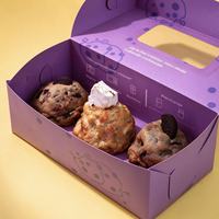 Boîte à pâtisserie personnalisée imprimée avec fenêtre découpée, boîte pliante pour biscuits, emballage en papier pour boulangerie