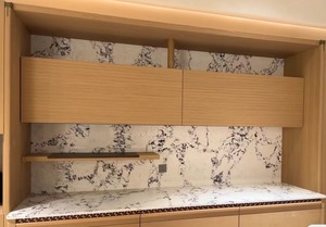 Nhân tạo calacatta Viola Quartz Island <span class=keywords><strong>Top</strong></span> thác nước thạch anh nhà bếp bàn backplash thạch anh trong calacatta Viola mô hình - Product Image 3