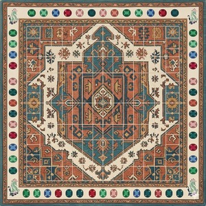 Tapete Antideslizante Resistente para Mahjong y Juegos <span class=keywords><strong>de</strong></span> Cartas - Superficie <span class=keywords><strong>de</strong></span> Tela Tecnológica Impermeable - Elegante Diseño Oriental Verde 1:1 Cuadrado - Product Image 6