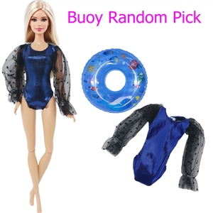 Belle 1x poupée maillots de bain <span class=keywords><strong>plage</strong></span> vêtements de bain filles mignon Bikini maillot de bain avec aléatoire 1x bouée de natation et ceinture de sauvetage anneau bébé jouets - Product Image 5