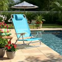 Chaise pliante d'extérieur en aluminium inclinable au sol en métal pour la plage Camping Chaise de plage confortable et portable