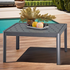 Commercial <b>Outdoor</b> Patio Dining <b>Table</b> Modern Square Design Full Aluminum Wood <b>Plastic</b> Material for <b>Outdoor</b> Furniture Commercial - Product Image 2