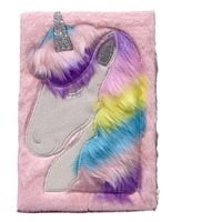 Cuaderno de Unicornio de Peluche A5 de Alta Calidad, 80 Hojas, Libro de Cuentas para Estudiantes, Papelería Cultural de Cuero Impreso para Niños