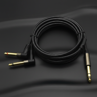 Câble audio plaqué or 6,35 mm (1/4 po) mâle TRS stéréo vers double TS mono, angle droit 90°, en nylon/PVC, pour haut-parleur de voiture et d'ordinateur