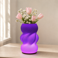 Lampe de chevet créative nordique avec vase à fleurs - Lampe à ondulations d'eau RGB imprimée en 3D pour chambre à coucher