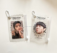 Accessoires Kpop Pochette à fermeture éclair en PVC 3 pouces Porte-cartes porte-clés transparent personnalisé Sac à bonbons