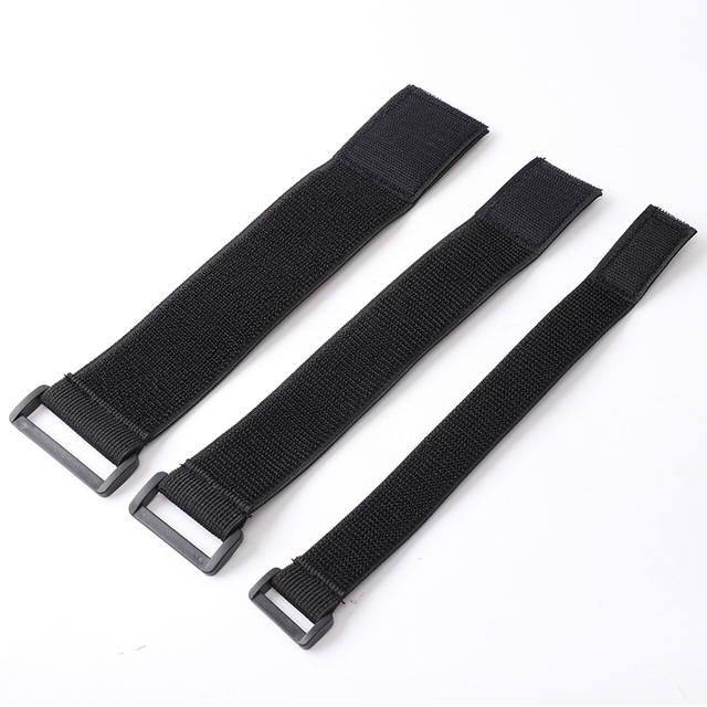 Wholesale Eco-Friendly Adjustable Polyester/Nylon Elastic Hook Loop Straps Black Non-scratch Fastener Bands Buckle Double Sided