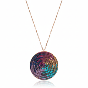 Pierre arc-en-ciel en forme ronde, pendentif en argent Simple, vente en gros, bijoux en argent Sterling 925 - Product Image 2