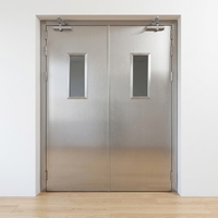 Porte coupe-feu interne stable en acier inoxydable, résistante au feu, avec vitre de vision pour les projets de construction et immobiliers