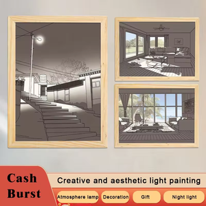 Lámpara de Arte de foto personalizada 3D casa Naturaleza muerta pintura iluminada sol Led ilustraciones pared artes lámpara de noche 40 60 de moda 10000 - Product Image 6