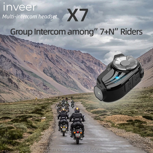 Inveer 7 người liên lạc với 1200m Bluetooth xe máy liên lạc tai nghe Mũ bảo hiểm tai nghe X7 động cơ liên lạc Bluetooth Mũ bảo hiểm - Product Image 4