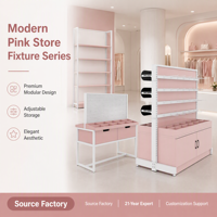Étagère de présentation cosmétique rose, présentoir de maquillage, vitrine de magasin de beauté, mobilier de boutique avec système de crochets pour panneau rainuré