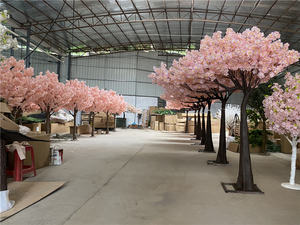 Yumai — arbre de fleurs de cerisier sakura rose, branches d'intérieur, flamme artificielle, couleur pêche - Product Image 5