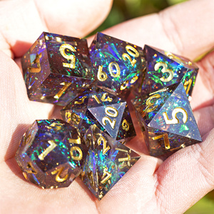 MINI PLANET Jeu de dés DND colorés Galaxie, dés polyédriques en résine à bords tranchants pour TRPG, vente en gros, jeu de dés DND personnalisé - Product Image 6