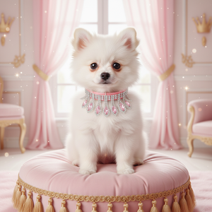 可爱宠物项圈皮带项链吊坠，带水钻，适合猫和小型/中型犬 - 全季节使用，带扣公主式狗项圈 - Product Image 1