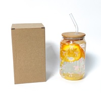 Verres à boire réutilisables en verre avec paille, motif ours mignon et nœud, de haute qualité, pour cadeaux de Saint-Valentin, Noël et anniversaire