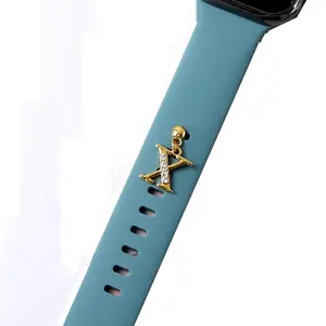 חדש סיליקון Watch צמיד קישוט מתכת אותיות אותיות עבור אפל רצועת שעון תפוח צמיד אביזרים מסמרים דקורטיביים