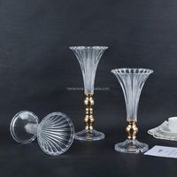 Vase à fleurs en acrylique transparent, centre de table de mariage en métal doré, grand récipient floral pour table, support de pilier pour décoration de fête