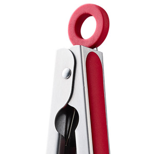 Custom Silicone And Stainless Steel Food Clip 12 Inches Red And Black Pasta Tool For Noodle Salad Buffet Use - Product Image 1