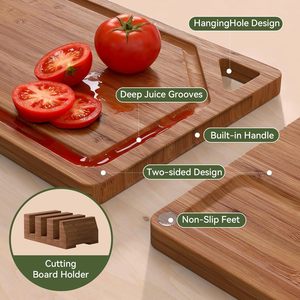 Juego <span class=keywords><strong>de</strong></span> 3 Tablas <span class=keywords><strong>de</strong></span> <span class=keywords><strong>Cortar</strong></span> <span class=keywords><strong>de</strong></span> Bambú <span class=keywords><strong>de</strong></span> Lujo para Cocina, <span class=keywords><strong>Tabla</strong></span> <span class=keywords><strong>de</strong></span> Charcutería y <span class=keywords><strong>Tabla</strong></span> <span class=keywords><strong>de</strong></span> Picar <span class=keywords><strong>con</strong></span> Ranuras Profundas para Jugos, Asas Integradas y Soporte - Product Image 5