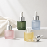 Botol Tetes Minyak Esensial Kaca Buram Bulat Pendek 5ml, Botol Sampel Serum Kosmetik Mini, Logo Custom