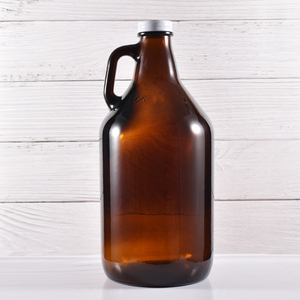 中国制造商2.5l 4l 1加仑琥珀色棕色玻璃咆哮器红酒壶玻璃啤酒壶带手柄瓶 - Product Image 1