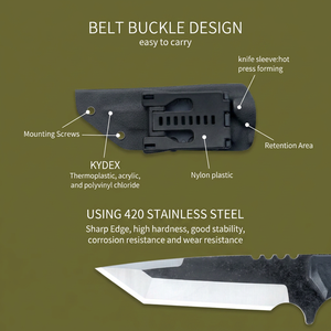<span class=keywords><strong>Couteau</strong></span> de chasse à lame fixe Full Tang Tanto, manche antidérapant G10 avec étui Kydex pour le camping, la survie en jungle, le travail sur le terrain, OEM ODM - Product Image 3