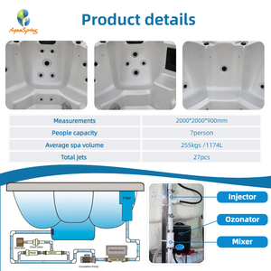 Bon marché et haute qualité 7 <span class=keywords><strong>places</strong></span> bain à remous petit bain à remous intérieur Jacuzzier massage extérieur <span class=keywords><strong>Spa</strong></span> baignoire avec 27 jets de massage - Product Image 3