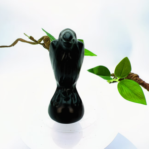 ราคาโรงงาน รูปปั้นอีกาหินออบซิเดียนธรรมชาติขนาด 5 ซม. ตุ๊กตาอีกาคริสตัลขนาดเล็ก แกะสลักนกจากอัญมณีขนาดเล็ก เครื่องประดับสไตล์โกธิคราคาถูก - Product Image 5