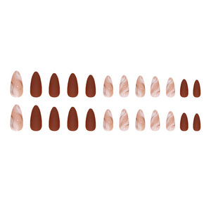 Ongles à Pression <span class=keywords><strong>de</strong></span> Haute Qualité, Prix <span class=keywords><strong>de</strong></span> Gros, Courtes, Couleur Café, <span class=keywords><strong>Faux</strong></span> Ongles Ombrés Courts Cercueil, Ongles Artificiels - Product Image 5