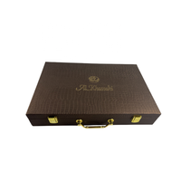 Coffret Cadeau Luxe Personnalisé pour Montres, Cosmétiques et Parfums – Valise en Cuir PU Noir Effet Croco avec Boîte en Bois