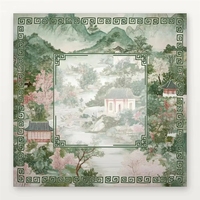 Jeu de Mahjong américain gravé à 4 couches de 1-1/4 po, 160 tuiles, motif Léopard Luxe avec tapis Paysage Brumeux Shanshui