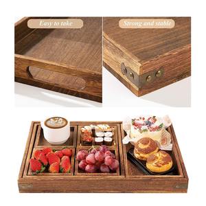 Plateau décoratif Lot de 7 plateaux de service pour recevoir des plateaux de service en bois rustique avec poignée - Product Image 2