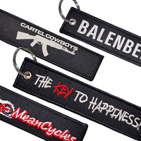 Personnalisé voiture camion marque brodé patch sac breloque moto Auto pièces 3D Double face logo lien tissé porte-clés
