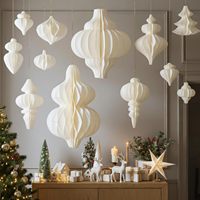 Lanterne en papier nid d'abeille 3D blanche, ornement suspendu, écologique, réutilisable, décoration intérieure, Noël, Nouvel An, fêtes